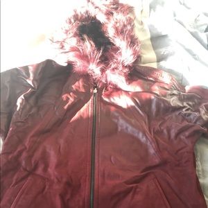 Kircilar two tone leather fur reversible jacket